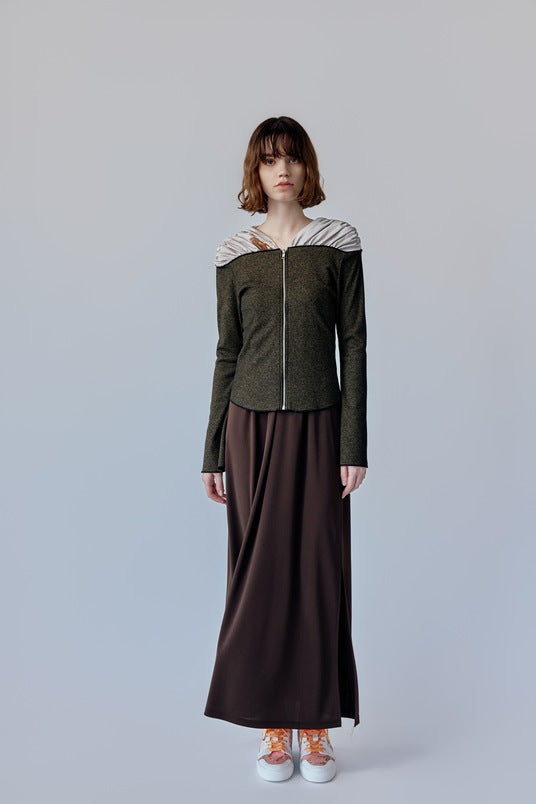 ジップアップカーデ