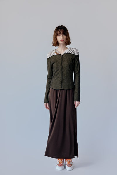 ジップアップカーデ