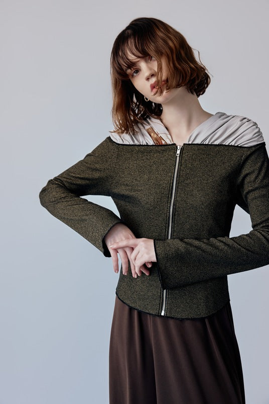 ジップアップカーデ