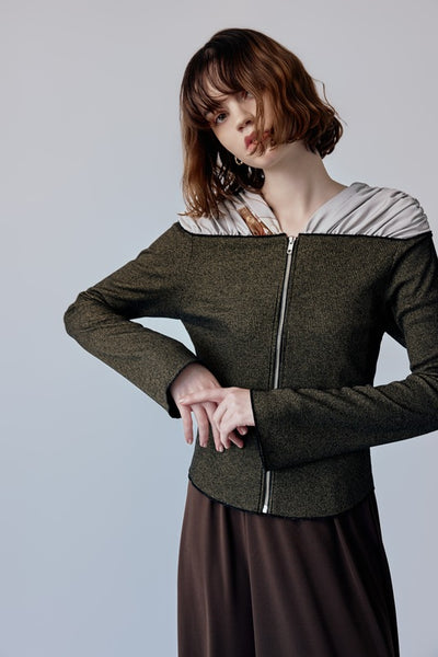 ジップアップカーデ